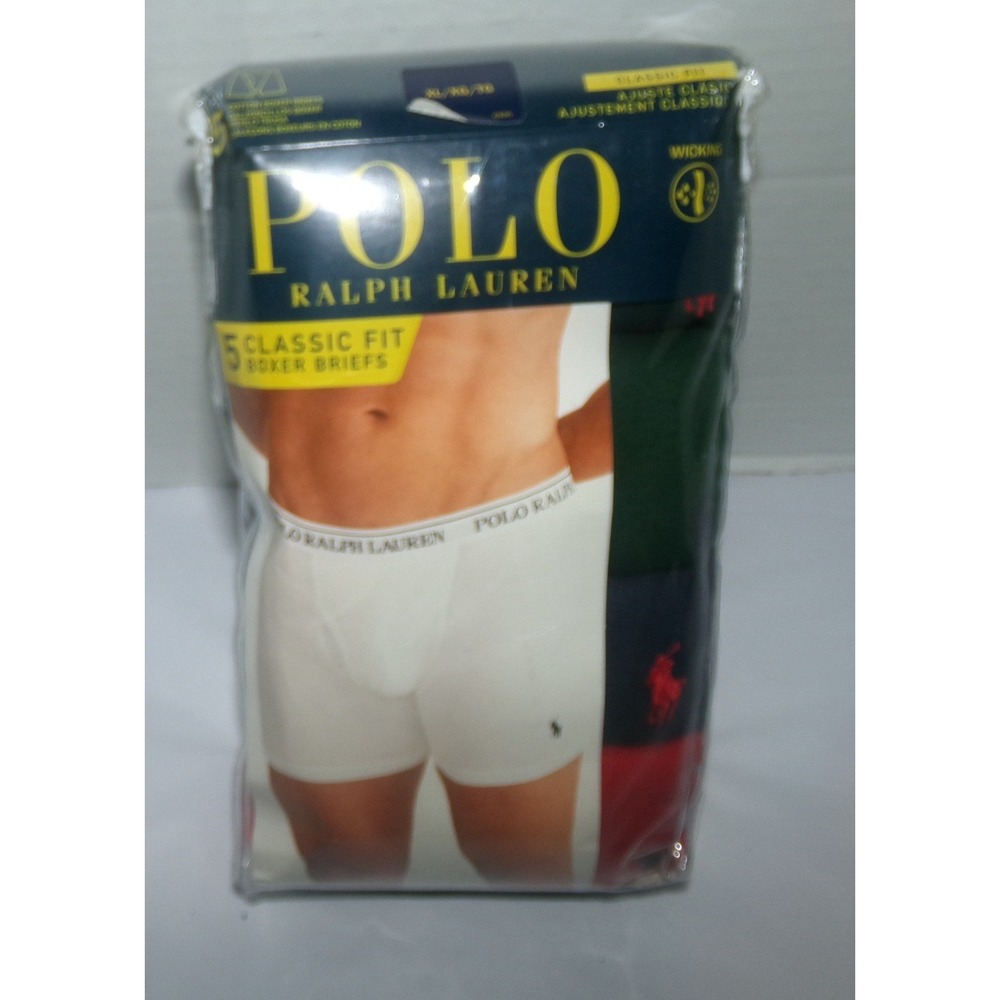 Polo Ralph Lauren Mens 5 Pack Classic Fit Boxer Briefs Multi Color XL 40-42 NEW